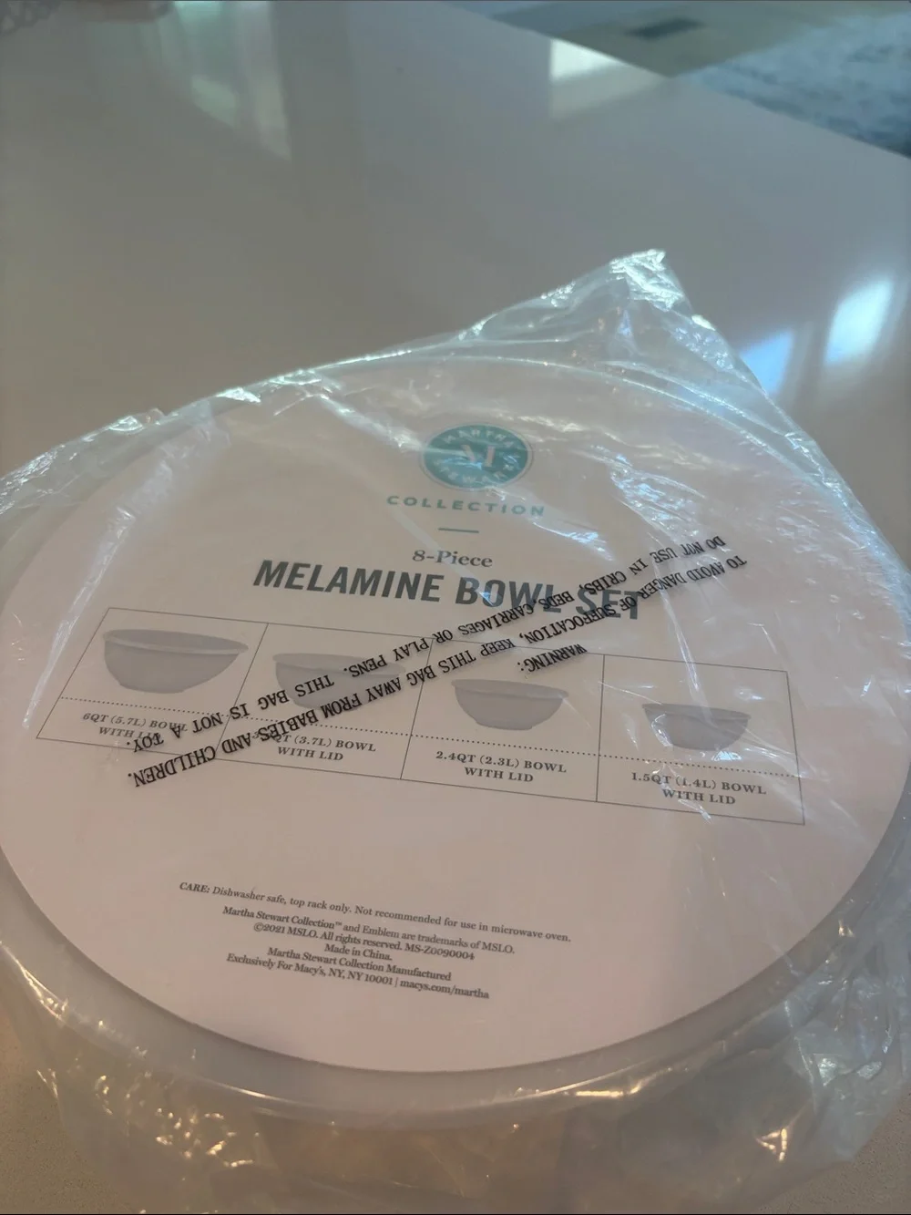 Martha Stewart 8-Piece White Melamine Bowl Set with Lids